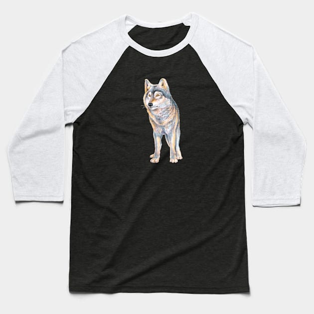 Wolf Baseball T-Shirt by Tim Jeffs Art